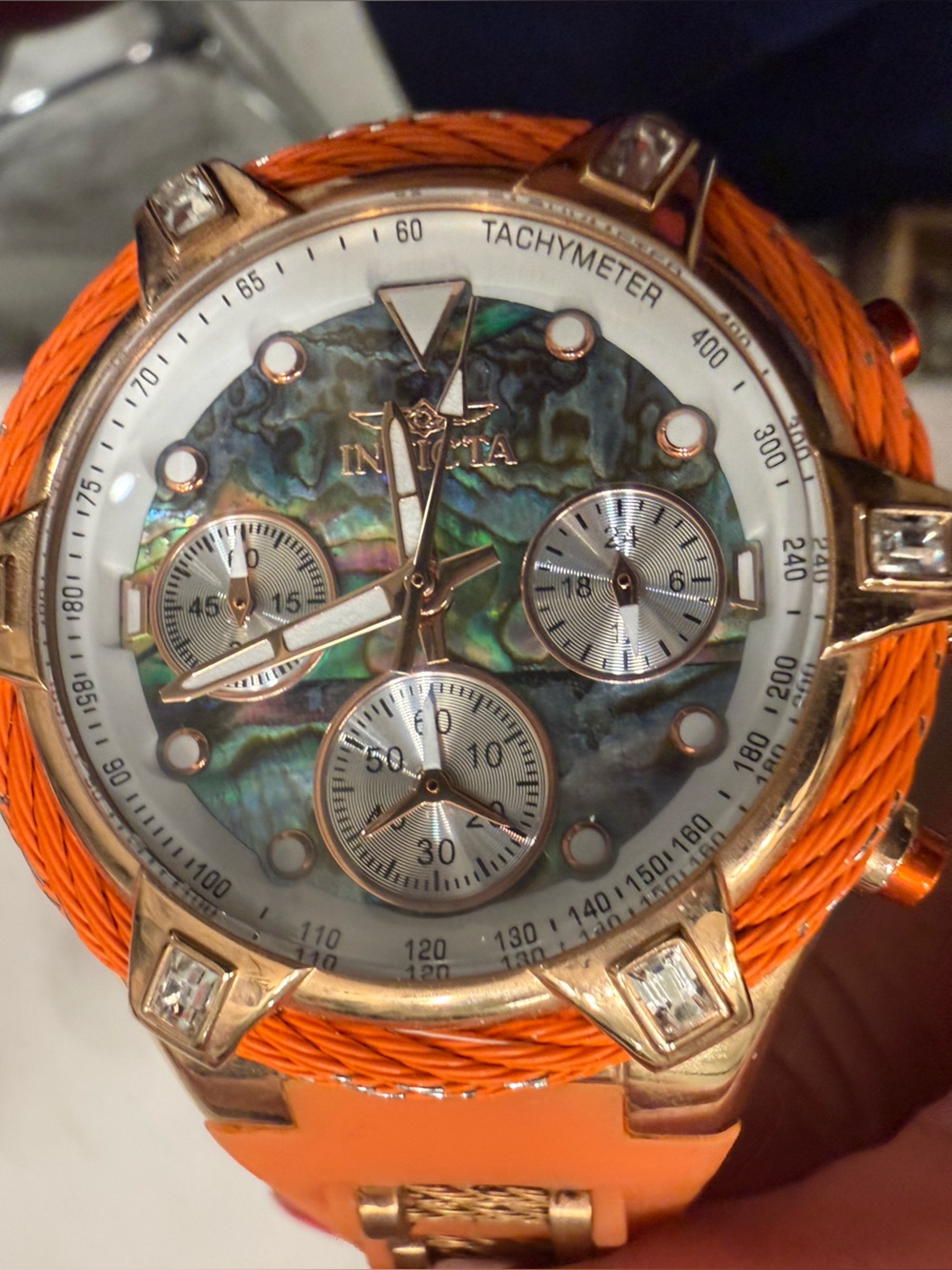 Invicta Bolt Chronograph 25633 Orange & Rose Gold Watch – Abalone Dial – 100M - Picture 2 of 15